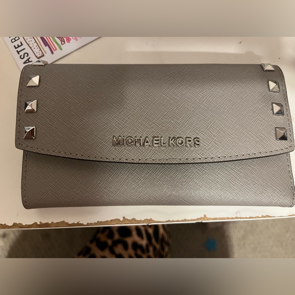 MK grey studded wallet-EUC